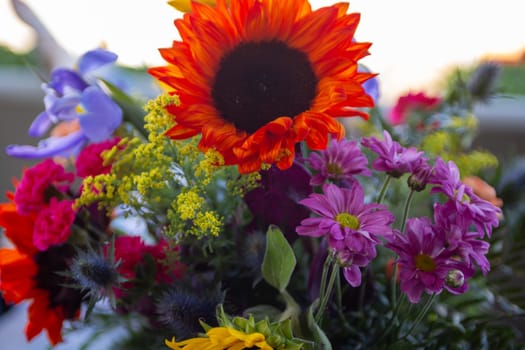 Sunflower Bouquet with different spring blooms