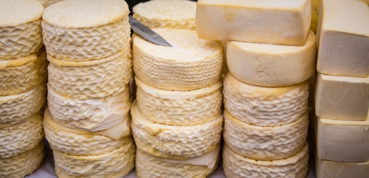 Stack of peruvian farmed organic cheese