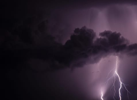 Strike of lightning during a storm