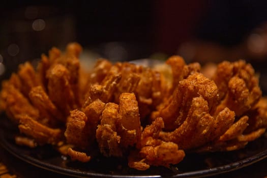 Served Fried Blooming Onion Appetizer for sharing