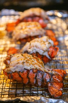 Four Broiled Lobster Tails in the oven