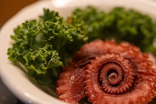 Octopus Sashimi Served in a ramekin