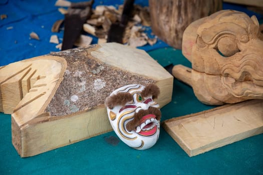 Indonesian mask in one of the final stages