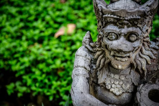 Indonesian statue in Bali with copy space