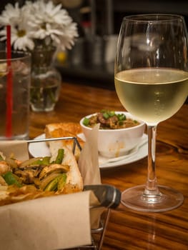 New Orleans style dinner with wine