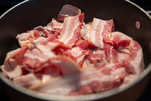 Frying Low Sodium Raw Bacon