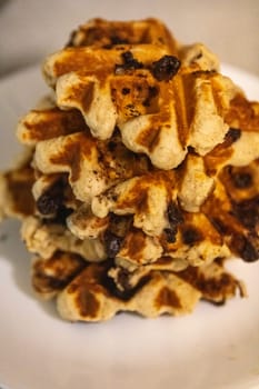 Stack of Keto chocolate chip waffles