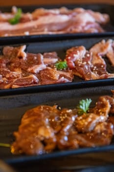 Variety of meats ready to grill