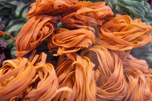 Infused Sundried Tomato Pasta nests stacked