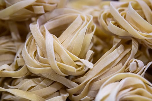 Whole pasta nests shot close up
