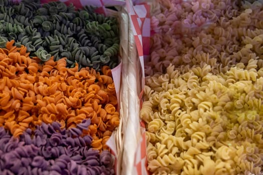 Variety of Spiral Pasta freshly made