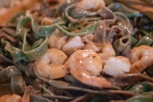 Shrimp and Vodka sauce mixed up ready to be served