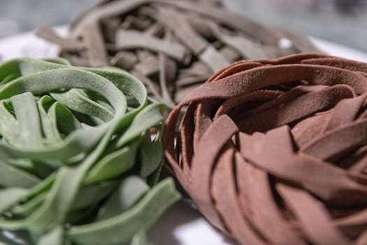 Variety of pasta nests to be cooked together