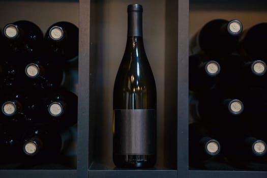 Not Labeled Red Wine Bottles on A shelf