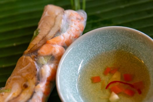 Rolled Spring Roll with fish sauce, pork and shrimp