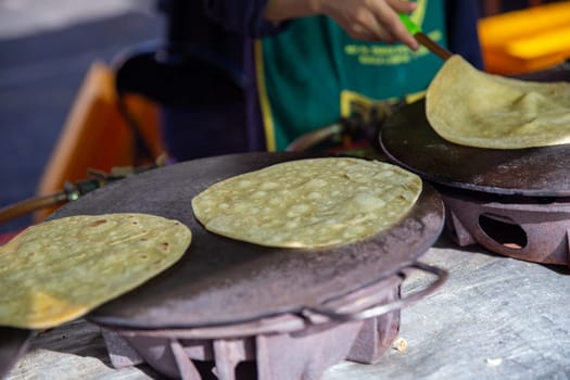 Malaysian Corn Torilla being made fresh