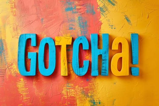 Gotcha! Colorful Wooden Letters on Textured Background