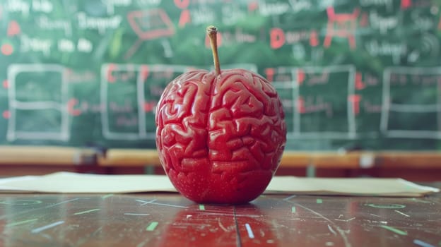 Apple Brain Education Symbol for Learning, Knowledge, and Studying Success in School