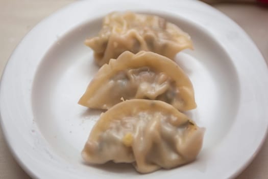 A trio of Stuffed Steamed Gyoza