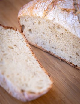 Fresh Baked Bread Cut to Show the Inside