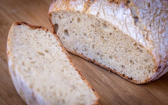 Fresh Baked Bread Cut to Show the Inside
