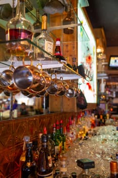 Iced drinks at a bar with beer