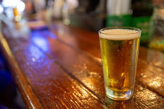 Single cold beer on the bar