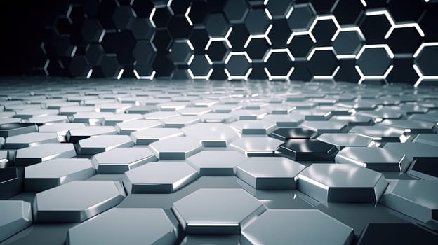 Abstract background with hexagonal tiles. Tech styled hex pattern. Generated AI