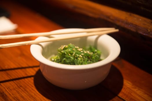 Seaweed Salad Appetizer with chop sticks