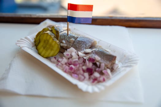 Traditional Sliced Herring with a dutch flag pick
