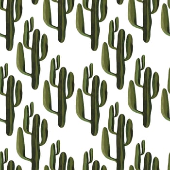 Cacti. Seamless watercolor pattern for wrapping paper, wallpaper and textiles