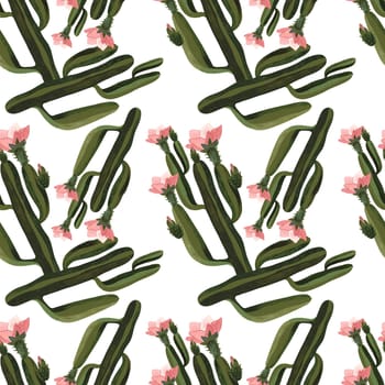 Cacti. Seamless watercolor pattern for wrapping paper, wallpaper and textiles