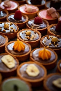 Various Colorful Tartlets at a bakery
