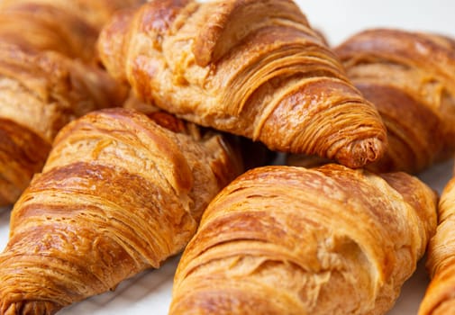 Close up of Fresh Baked Croissants ready to be eaten warm