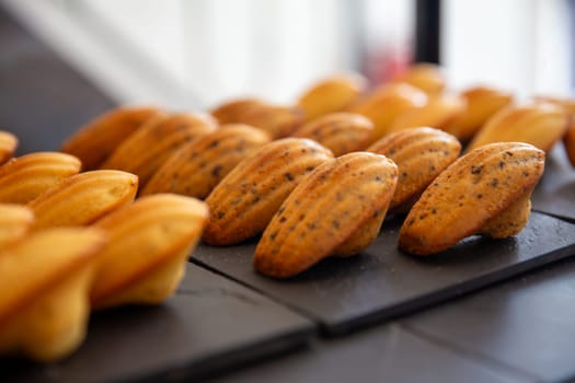 Freshly made Madeleines at a bakery for sale