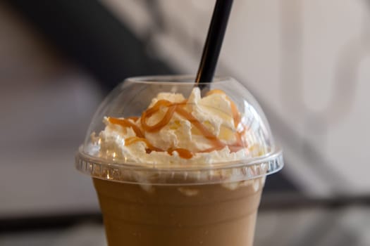 A Blended Iced Mocha Coffee with whipped cream
