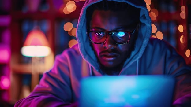 Hacker on dark web, cyberwar concept. High quality photo