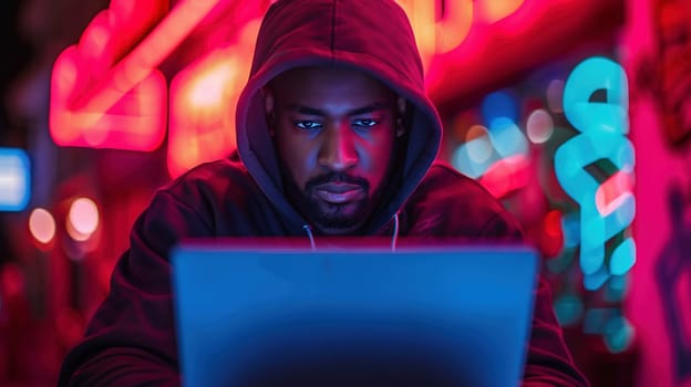 Hacker on dark web, cyberwar concept. High quality photo