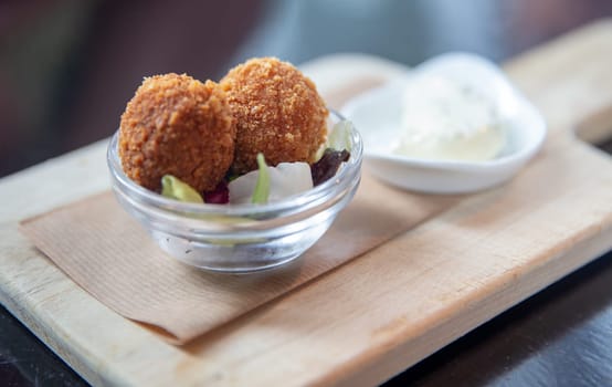 Mini Croquettes with Mayonnaise as an appetizer