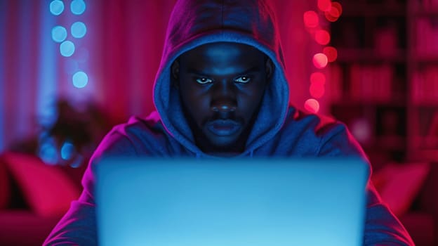 Hacker on dark web, cyberwar concept. High quality photo