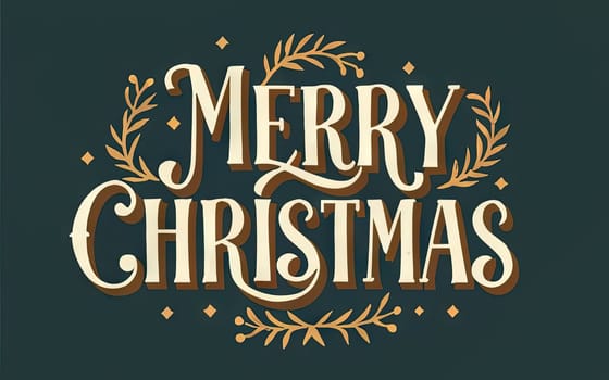Merry Christmas card with letterig for winter holidays. Generated AI