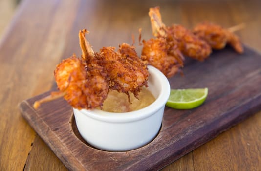 Coconut Battered Shrimp with Pina Colada Sauce