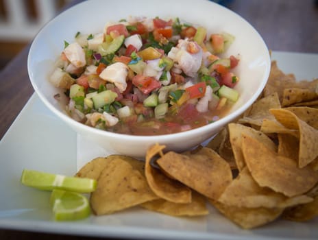 Conch Ceviche served with Tortilla chips