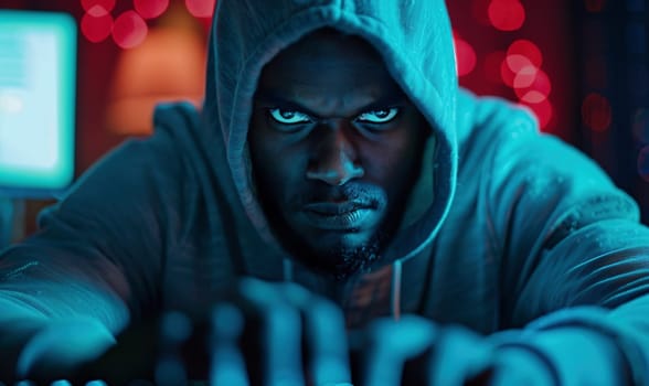 Hacker on dark web, cyberwar concept. High quality photo