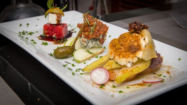 Gourmet variety set of appetizers served for one
