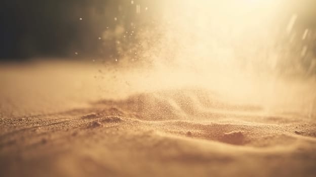 Dust particles sprayed by the wind. Sand on the ground or dust on the floor. Generative AI