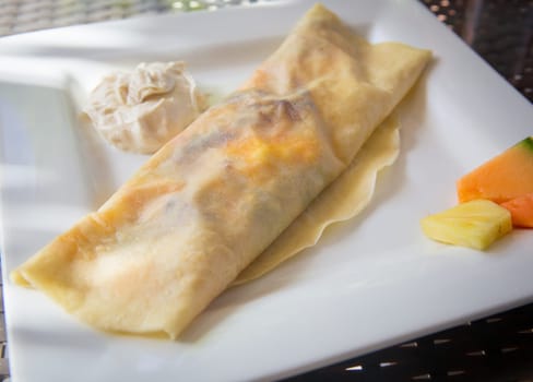 Stuffed Breakfast Crepe for Brunch in Belize