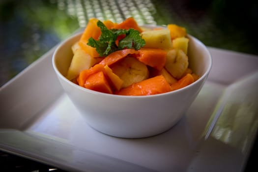 bowl with seasonal fruit of Belize