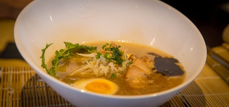 Tonkotsu Ramen Noodle Bowl with toppings