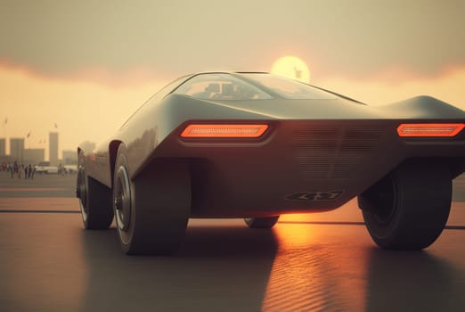 Abstract futuristic car with shiny reflections. Beautiful conceptual supercar. Generated AI